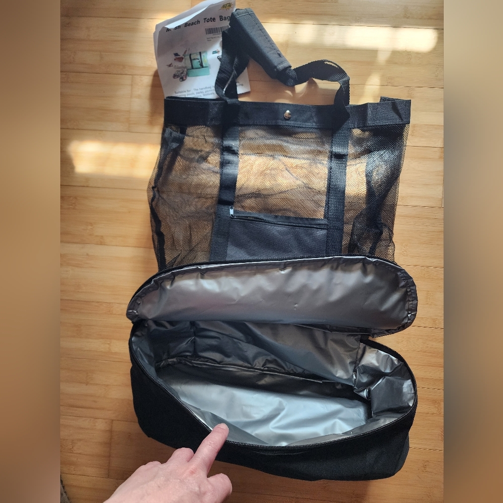 Unbranded Black Mesh Cooler Beach Bag